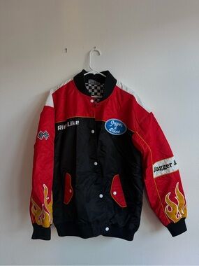 JAGGER & STONE Red and Black Racing Bomber Jacket